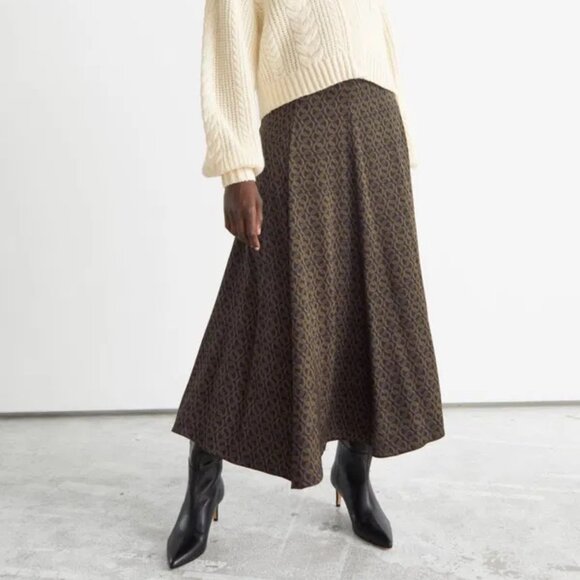 ISO & Other Stories Printed Maxi Skirt - Chain Print, Brown - Picture 1 of 4